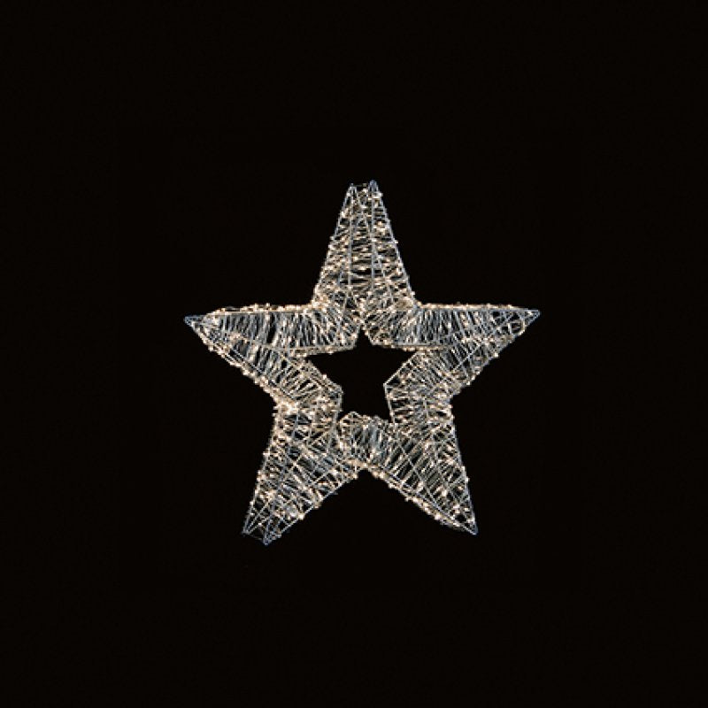 Premier 45cm silver star hanging light ornament with 750 twinkling white LEDs