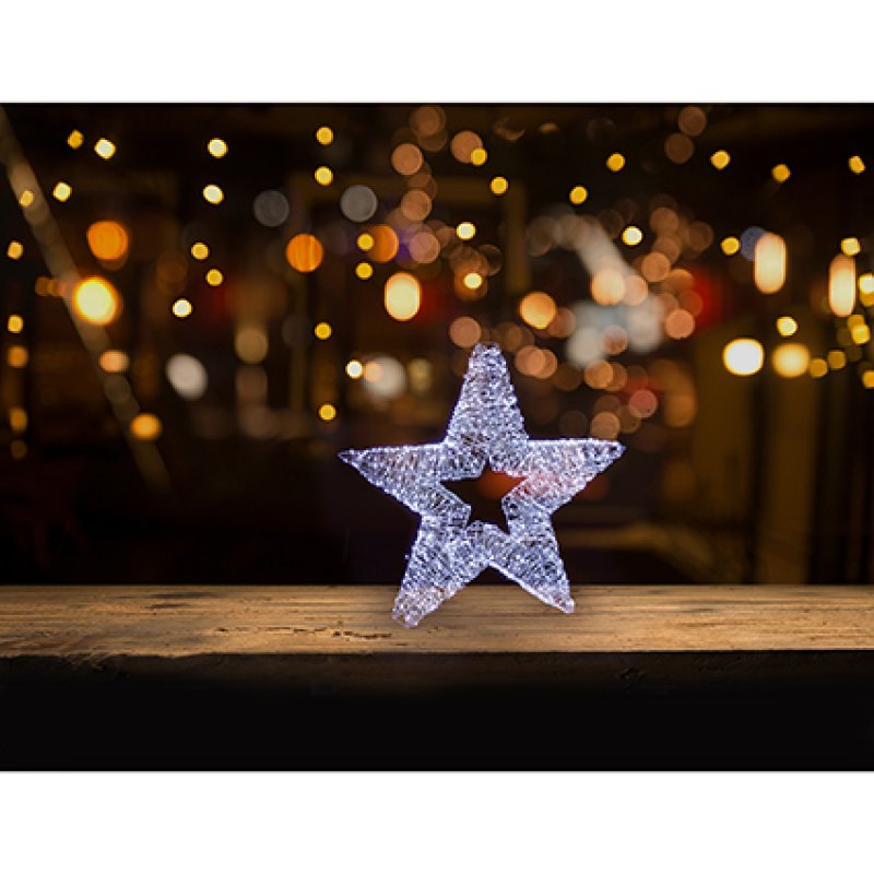 Premier 45cm silver star hanging light ornament with 750 twinkling white LEDs