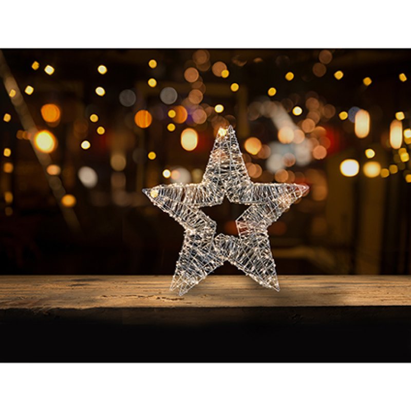 Premier 45cm silver star hanging light ornament with 750 twinkling white LEDs