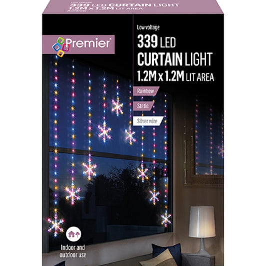 Premier 1.2x1.2m Pin Wire Snowflake V Curtain with 339 RBW LEDs