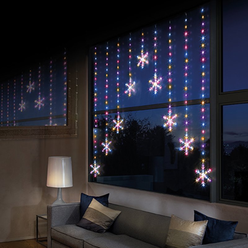 Premier 1.2x1.2m Pin Wire Snowflake V Curtain with 339 RBW LEDs