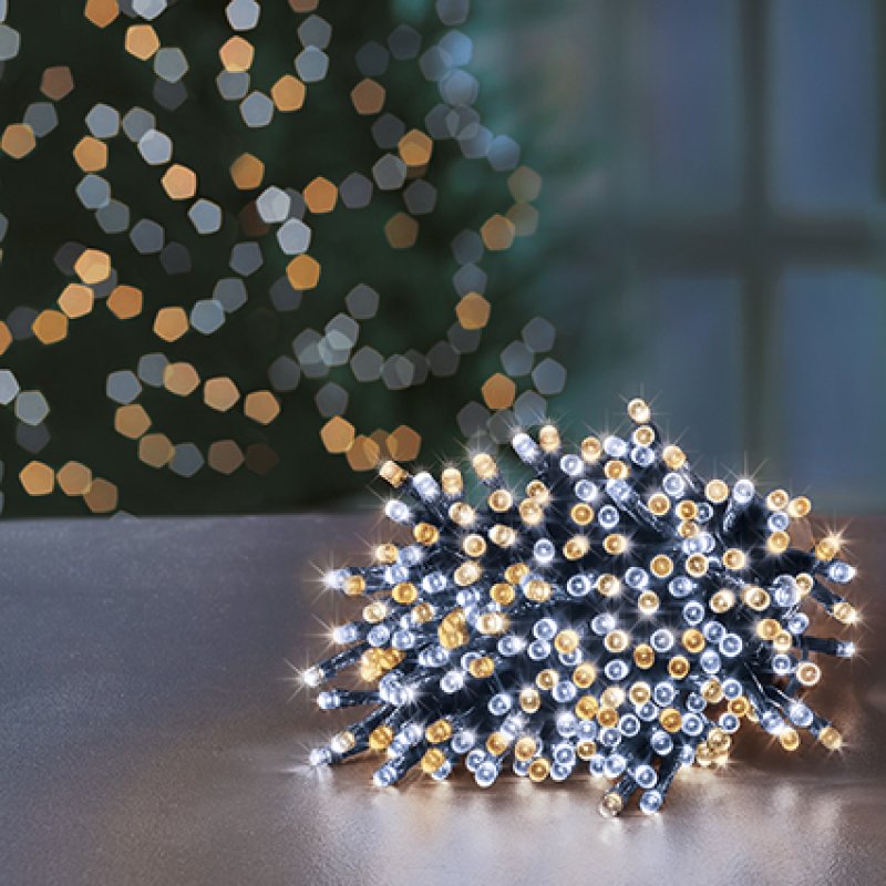 Premier 120 multi action white and warm white LED Supabrights string lights with built in timer