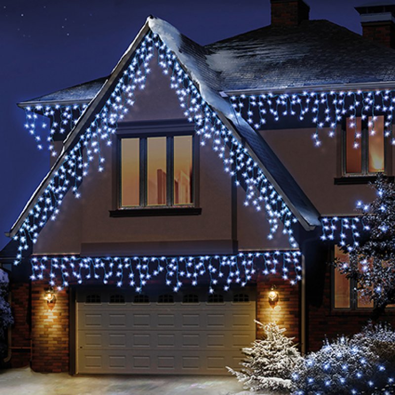 Premier 480 LED Snowing Icicles with Timer White