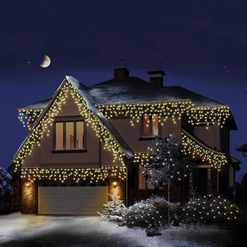 Premier 360 LED Snowing Icicles with Timer Warm White