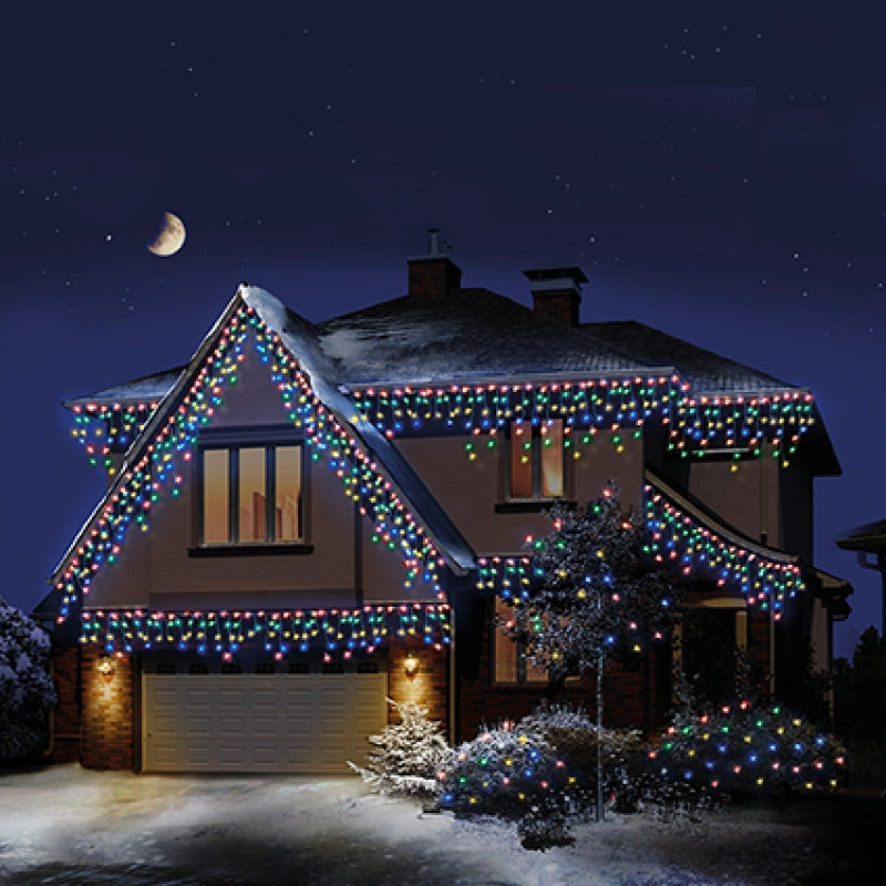 Premier 240 LED Snowing Icicles with Timer Multi Colour