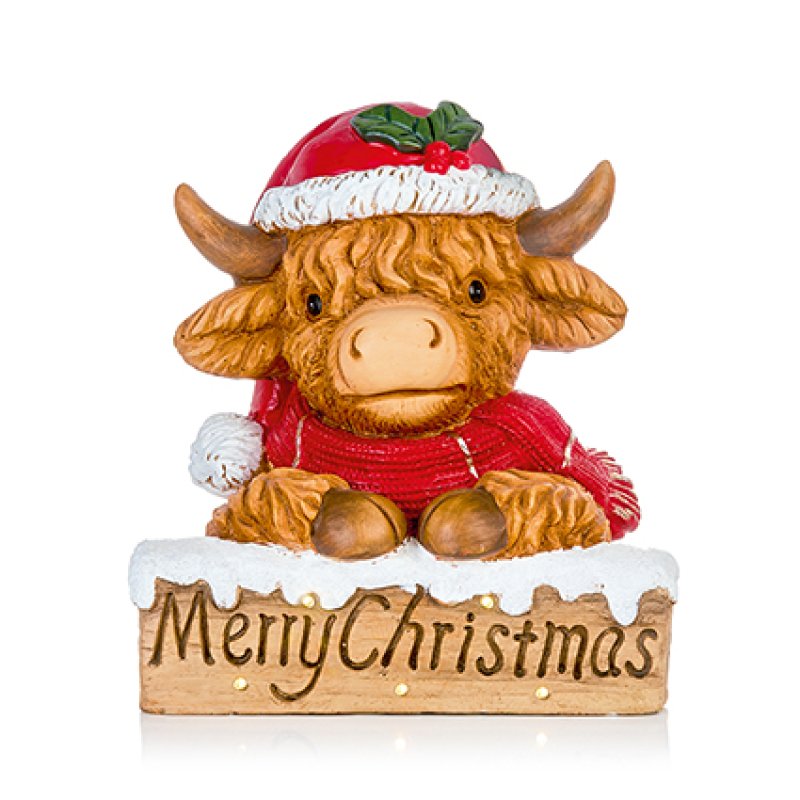 Premier Highland Cow with Welcome Sign Lit