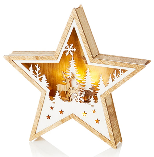 Premier 23cm BO Lit Star Shape Woodland Scene