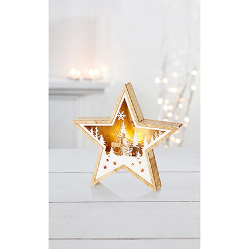 Premier 23cm BO Lit Star Shape Woodland Scene
