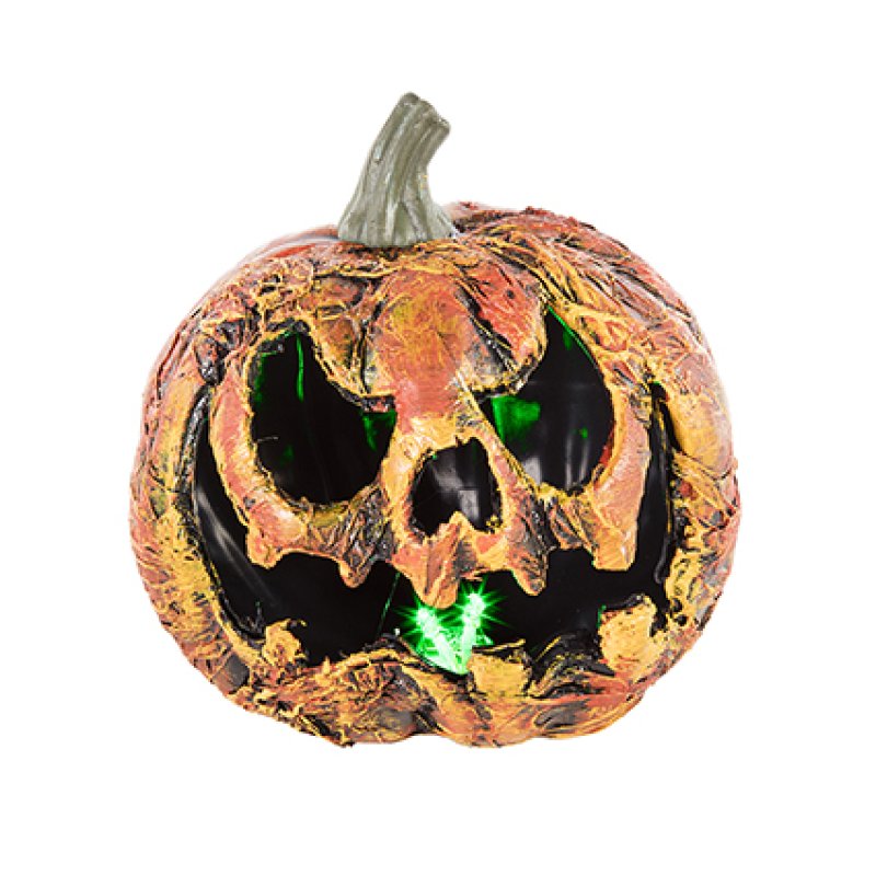 Premier battery operated orange pumpkin light illuminated with green LEDs