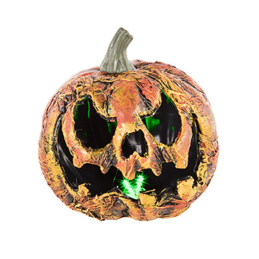 Premier battery operated orange pumpkin light illuminated with green LEDs