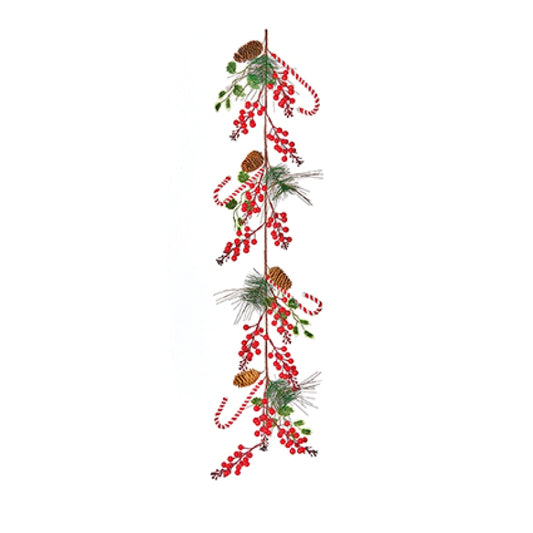 Premier 1.2m Candy Cane Berry Garland