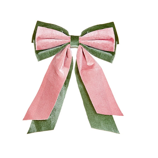 Premier 30cm Sage Green and Pink Velour Bow