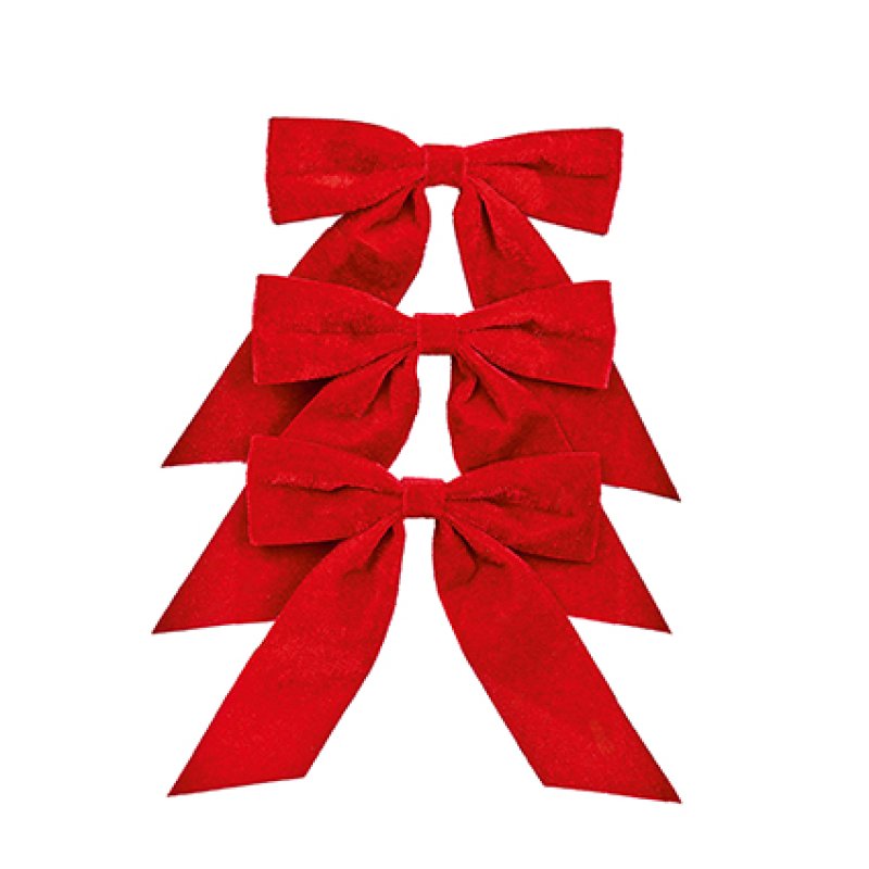 Premier set of 3 bright red 15cm festive Christmas bows for holiday decorating