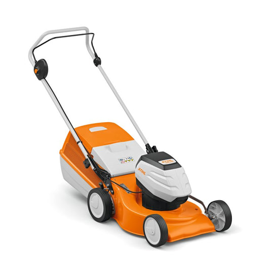 Stihl RMA 248 cordless lawn mower with 46cm steel deck and 55 litre grass collector box