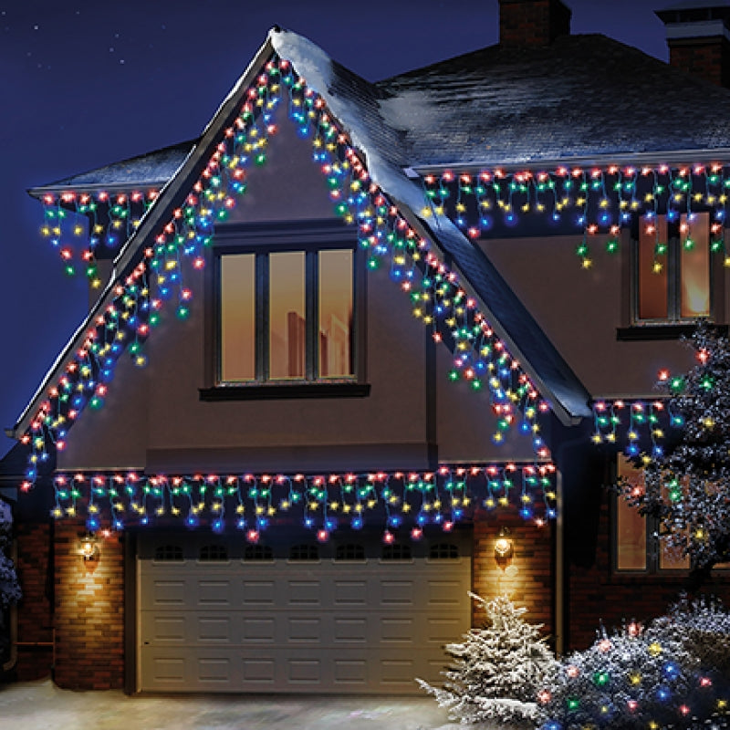 Premier 480 LED Snowing Icicles with Timer Multi Colour
