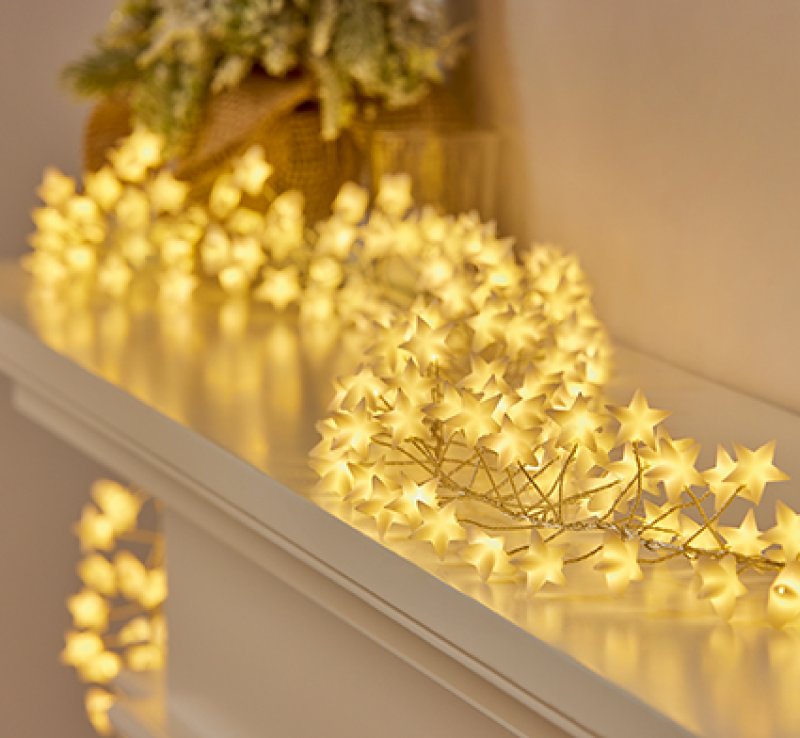 Premier Star Pin Wire Garland with Warm White 280L