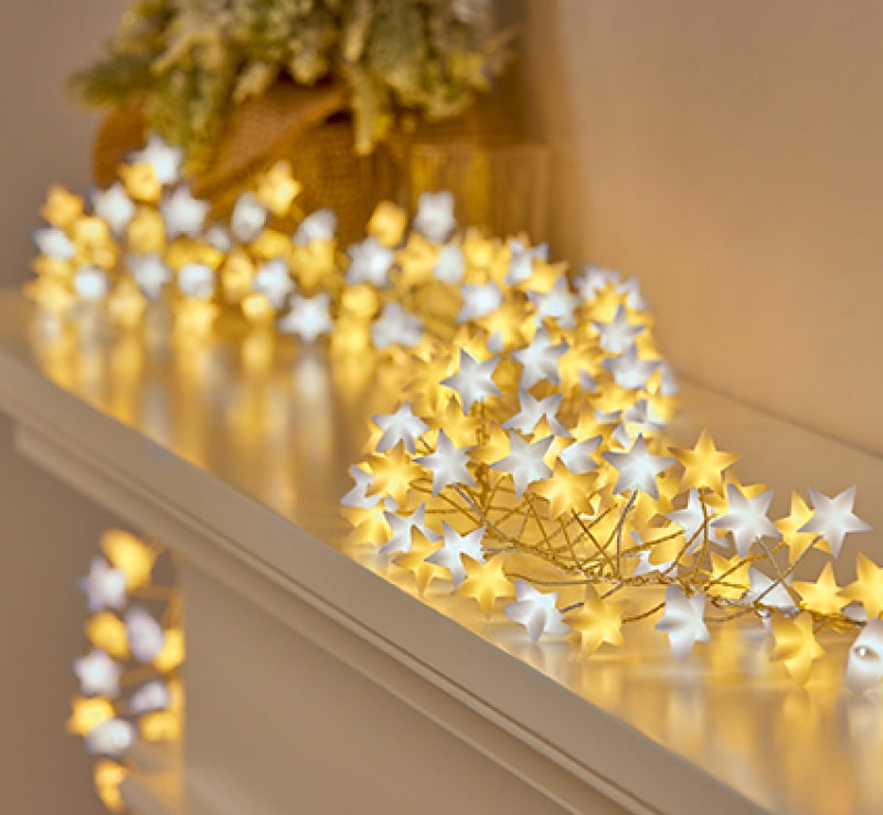 Premier Star Pin Wire Garland with White and Warm White 280L