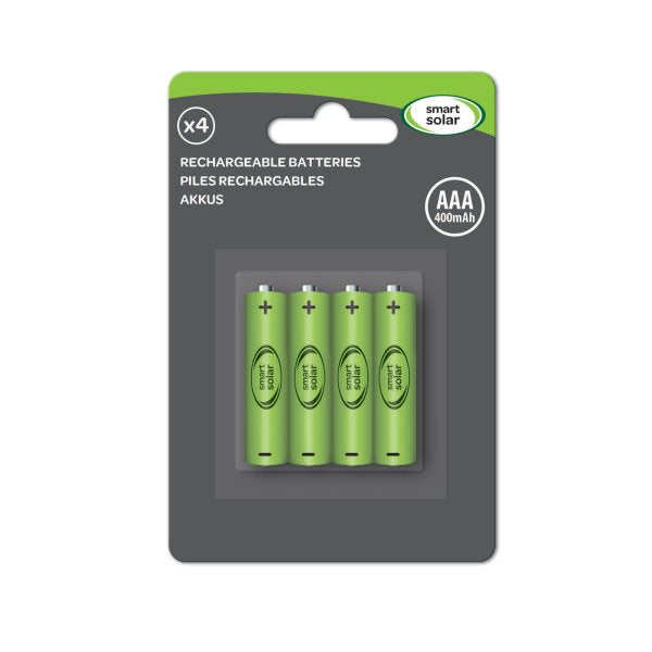 Smart Solar Rechargeable Batteries AAA 600mAh Pack 4 