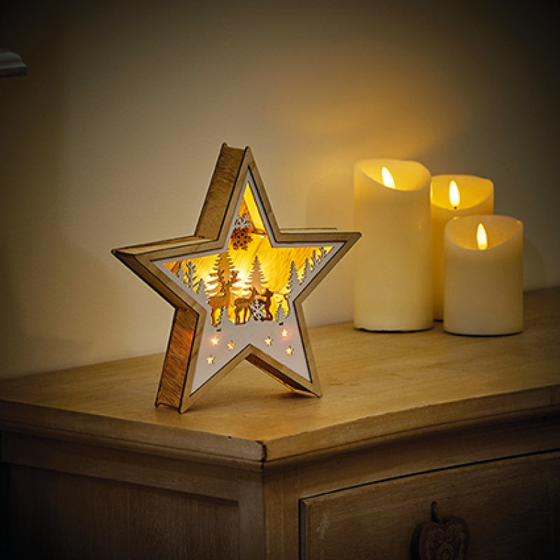 Premier 23cm BO Lit Star Shape Woodland Scene