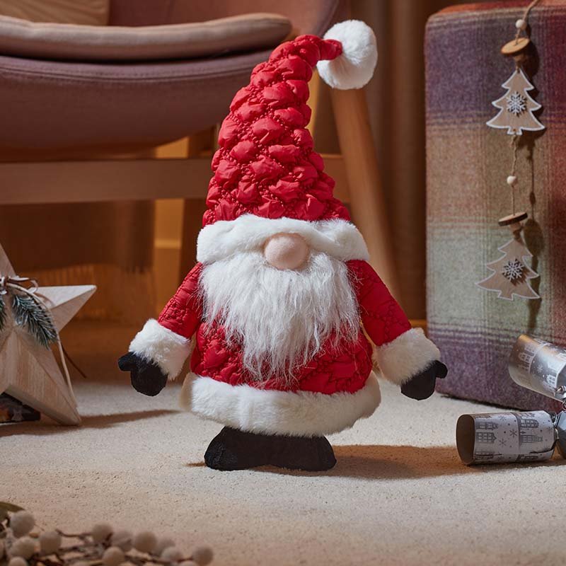 Smart Garden Red Quilted Santa Gonk hanging ornament with a tall red hat and white beard