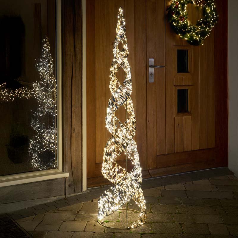 Smart Garden 150cm Silver Gilt Helix Treebelisk low voltage LED light suitable for indoor and outdoor use
