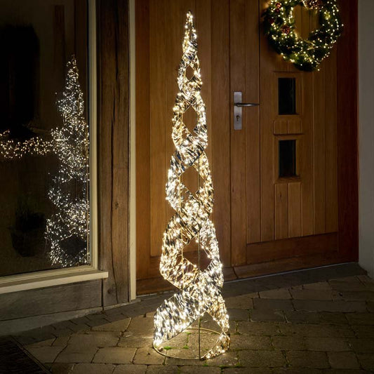 Smart Garden 150cm Silver Gilt Helix Treebelisk low voltage LED light suitable for indoor and outdoor use
