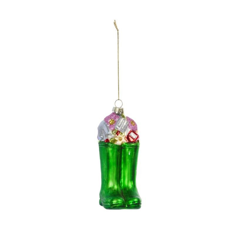 Smart Garden Glass Wellies pendant hanging Christmas tree ornament shaped like green wellington boots
