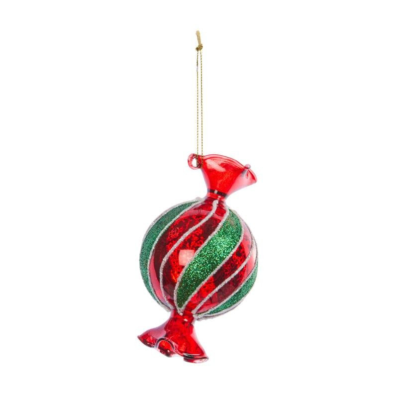Smart Garden Glass Bon Bon hanging Christmas ornament shaped like a wrapped sweet