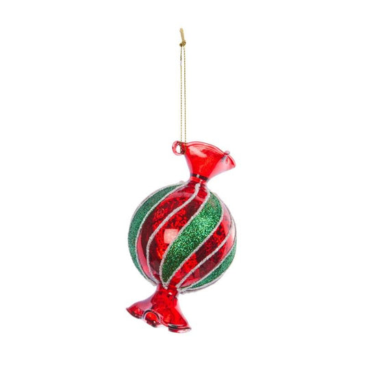 Smart Garden Glass Bon Bon hanging Christmas ornament shaped like a wrapped sweet