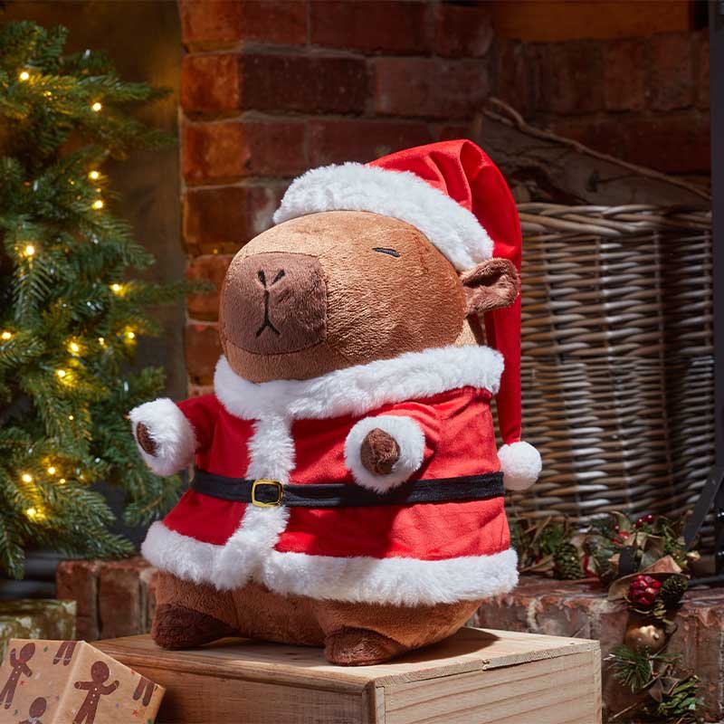 Smart Garden Santa Capybara Large plush Christmas decoration wearing a Santa outfit