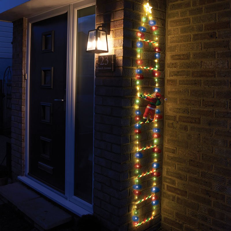 Smart Garden Santa's Ladder Christmas display with multi-coloured LED lights