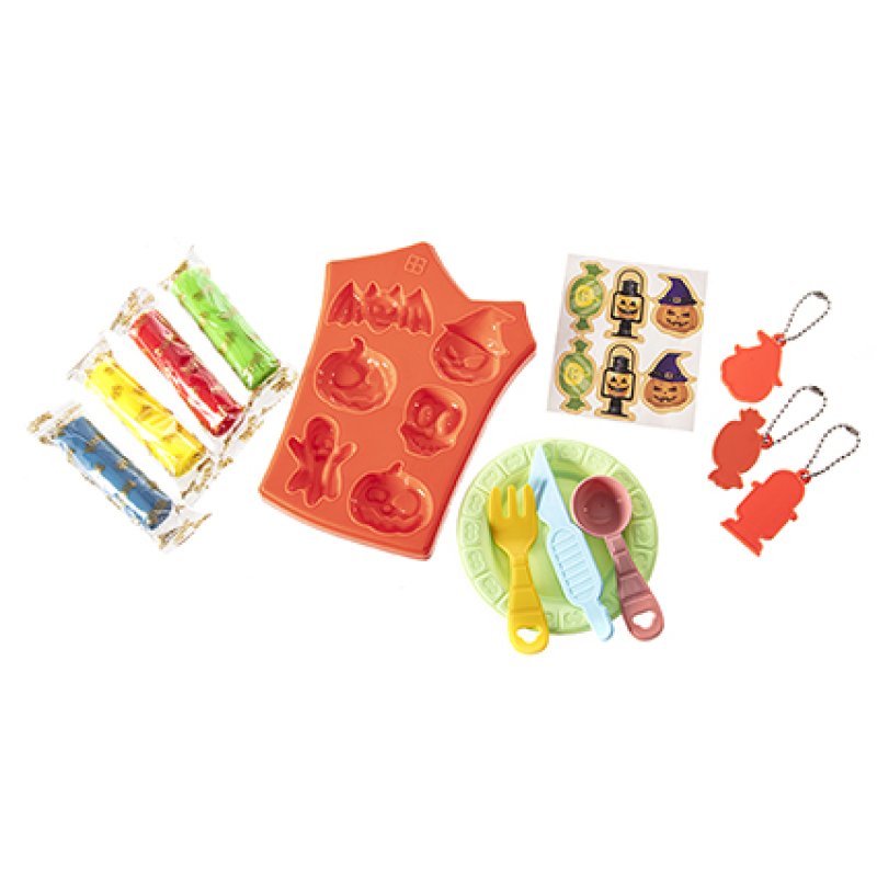 Premier Halloween clay craft kit featuring colourful modeling clay packs and shaping accessories for kids.