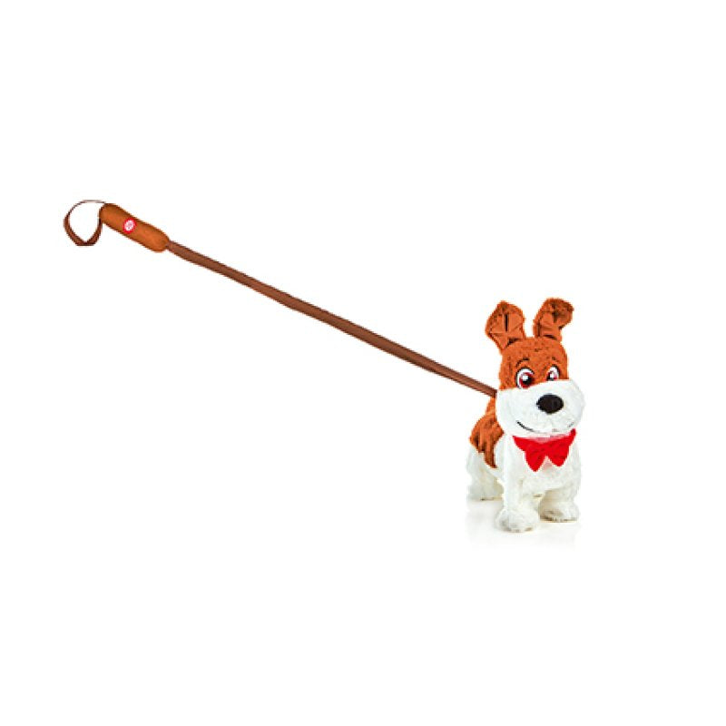 Premier 32cm battery operated animated walking plush puppy wearing a bow tie