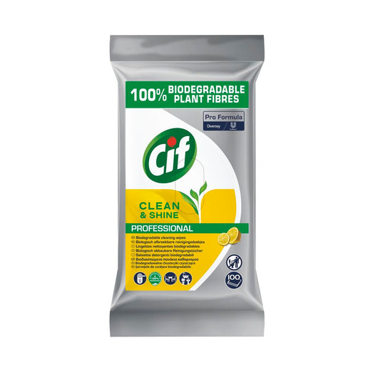 Cif Professional Shine & Clean Wipes - 100 Pack