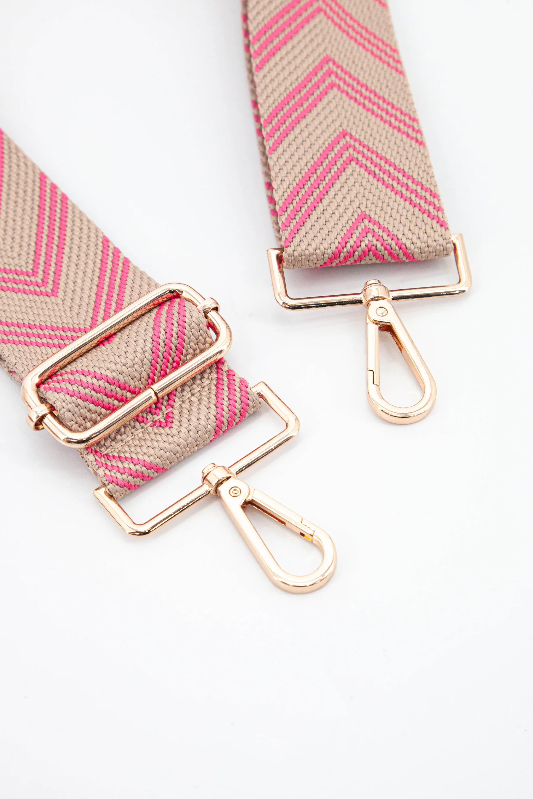 MSH Two Tone Pink Woven Chevron Print Bag Strap