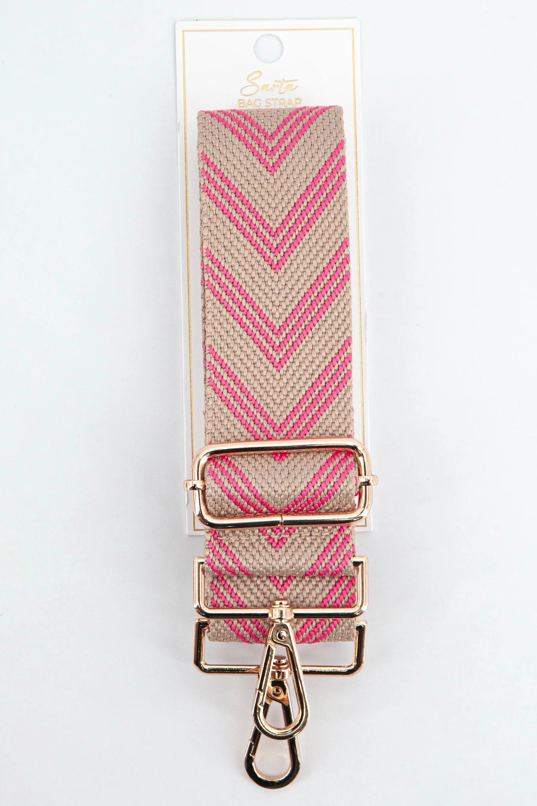 MSH Two Tone Pink Woven Chevron Print Bag Strap