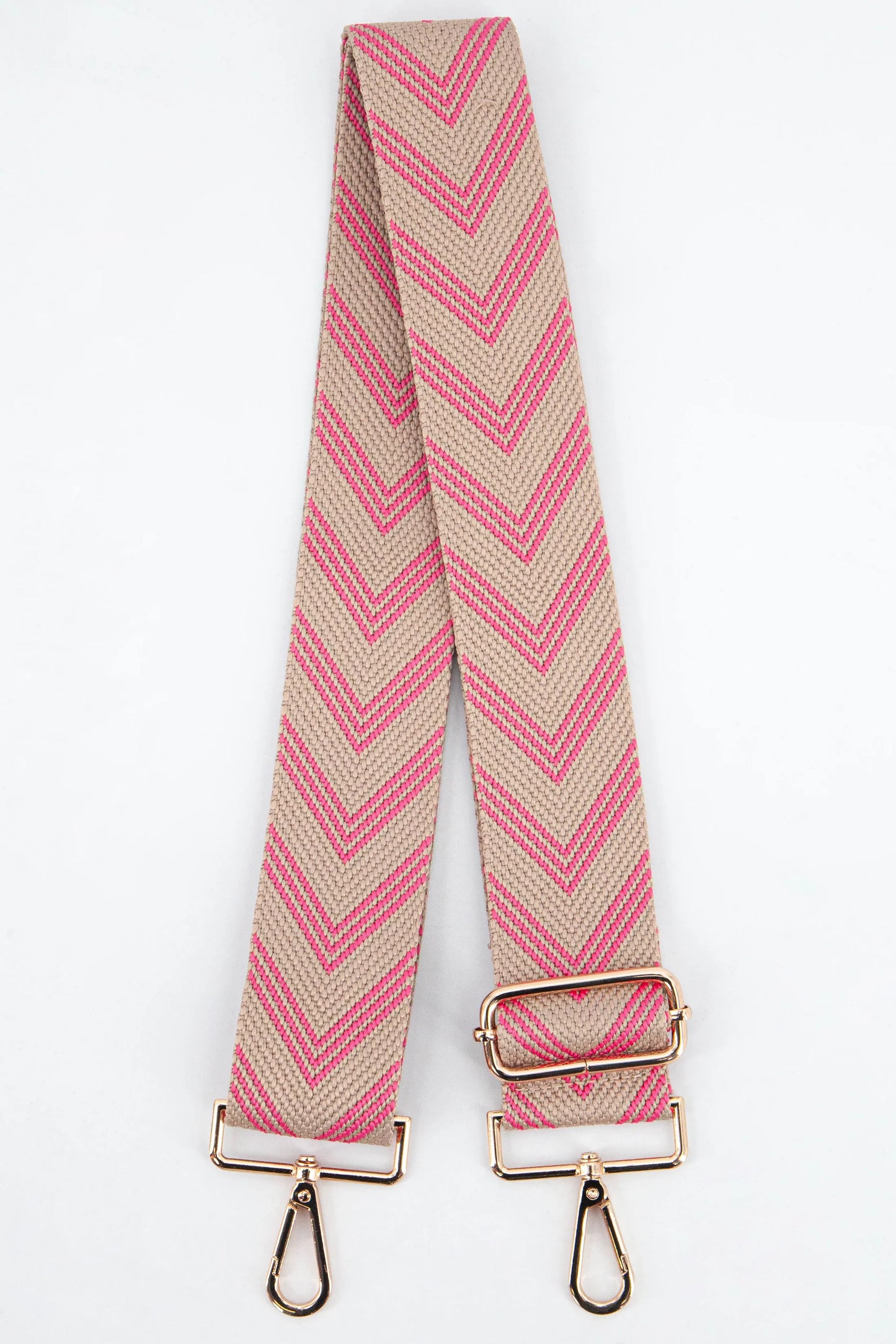 MSH Two Tone Pink Woven Chevron Print Bag Strap