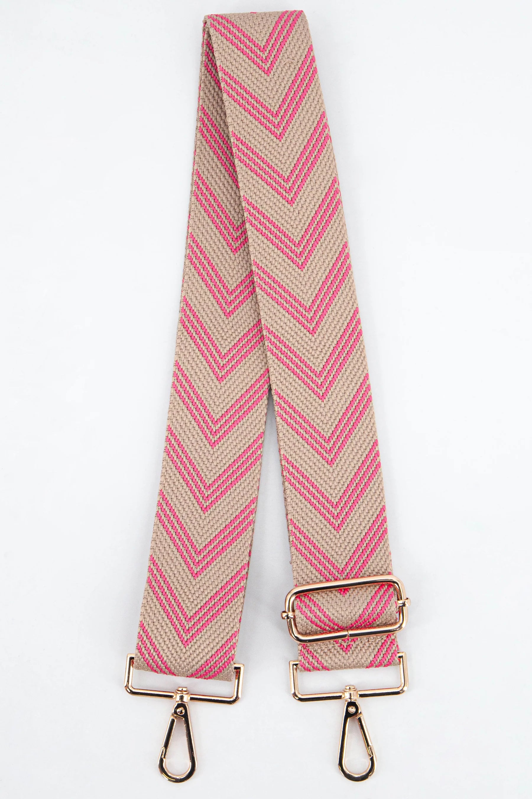 MSH Two Tone Pink Woven Chevron Print Bag Strap
