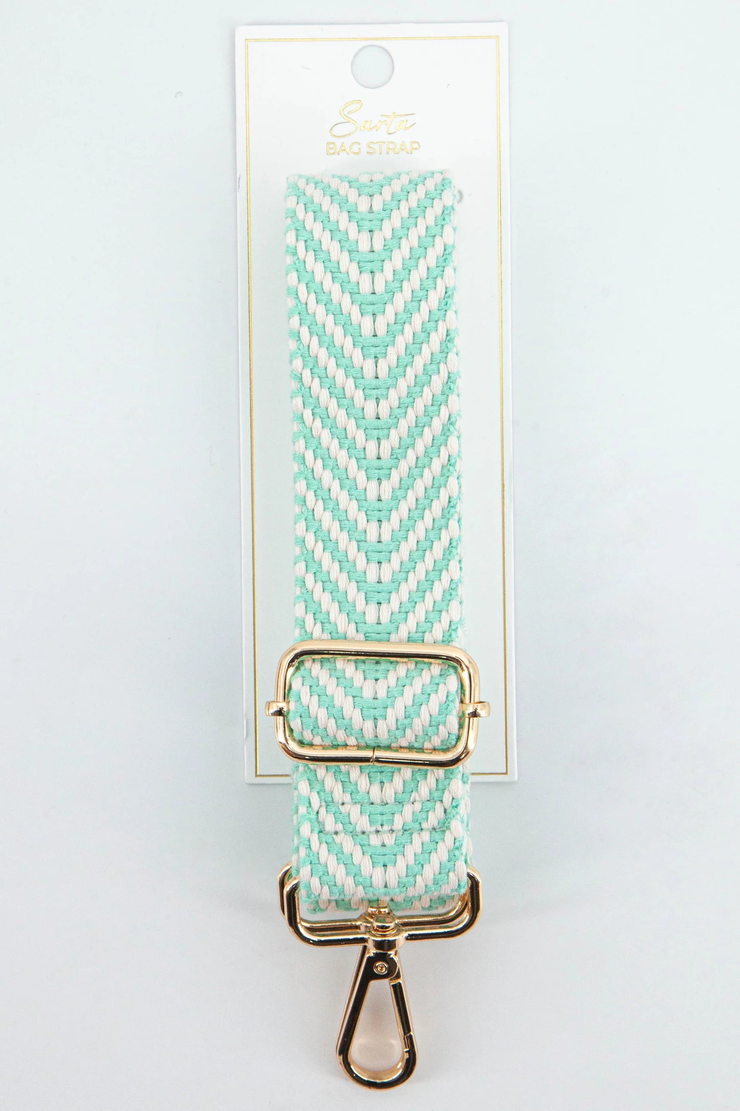 MSH Mint Green Woven Chevron Print Bag Strap