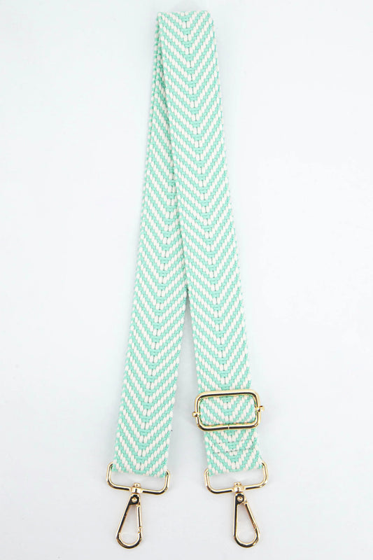 MSH Mint Green Woven Chevron Print Bag Strap