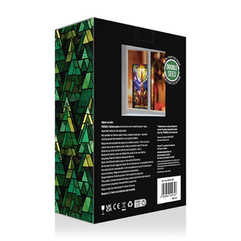 Premier battery operated lit church ornament with star stained glass windows