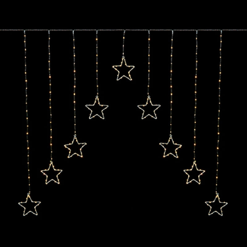 Premier 1.2m x 1.2m pin wire star V curtain light set with 303 warm white LEDs