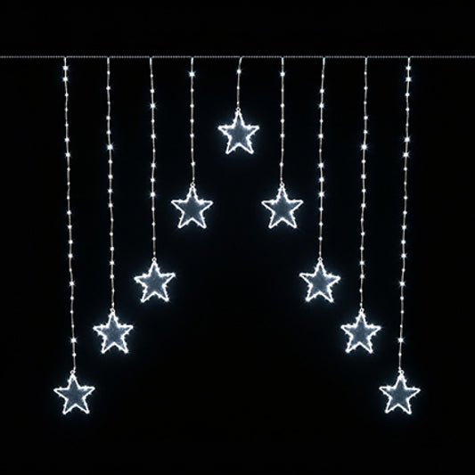 Premier 1.2m x 1.2m pin wire star V curtain light set with 303 bright white LEDs