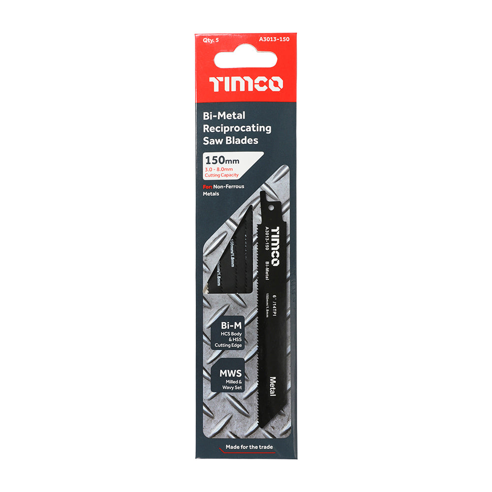 SABRE SAW BLADE METAL CUT 150MM 5PCE ADDAX