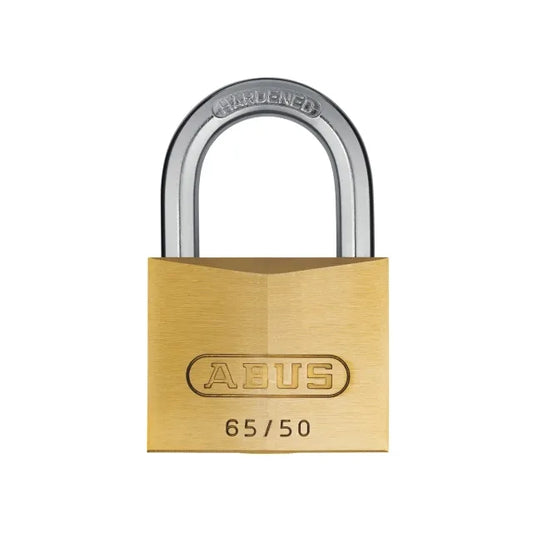 ABUS 65/50 solid brass 50mm padlock with hardened steel shackle.