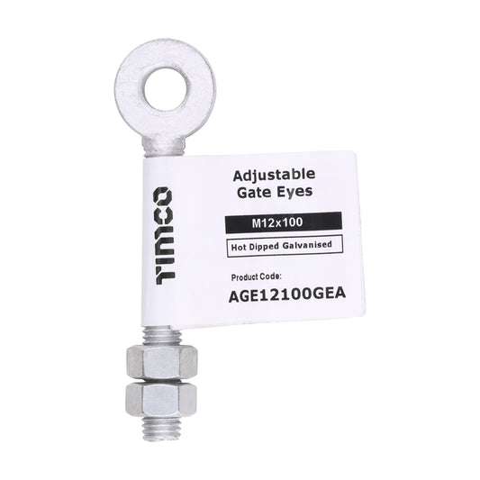 TIMCO hot dipped galvanised adjustable gate eye with threaded bar and securing nuts