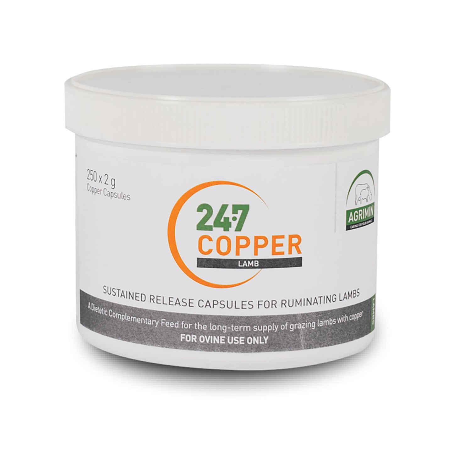 Increase your lamb's copper intake in areas with low soil and forage copper levels or high copper antagonists like molybdenum, iron, and sulphur with Agrimin 24-7 Copper Capsules Lamb. These sustained-release capsules each contain 2gm of copper oxide rods, providing 1.7gm of copper. Use with applicator AGR0172 for easy administration.