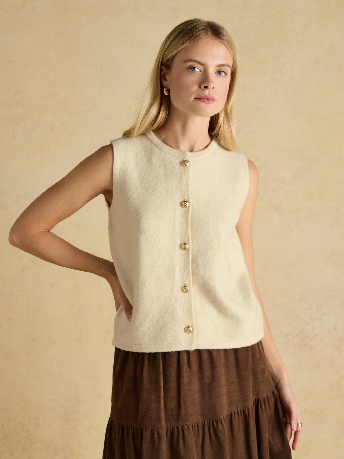 Joules Holly Button Through Knitted Vest