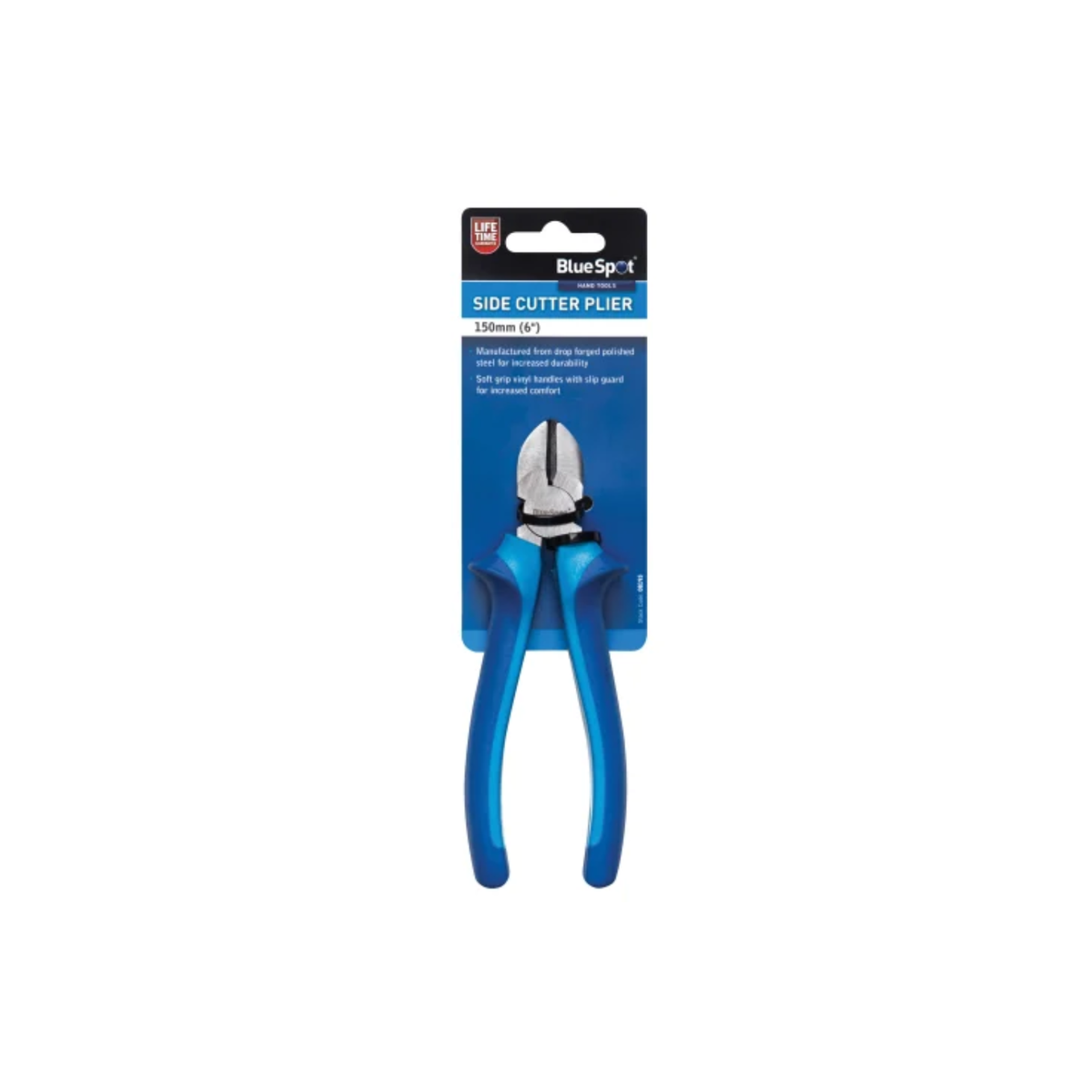 BlueSpot 150mm side cutter pliers with blue soft grip handles