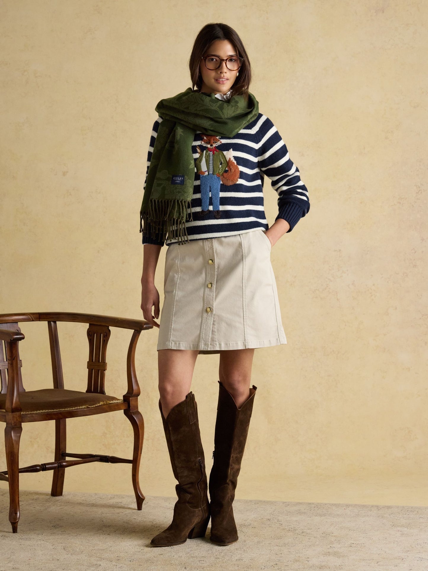 Joules Elissa Double-Sided Jacquard Scarf